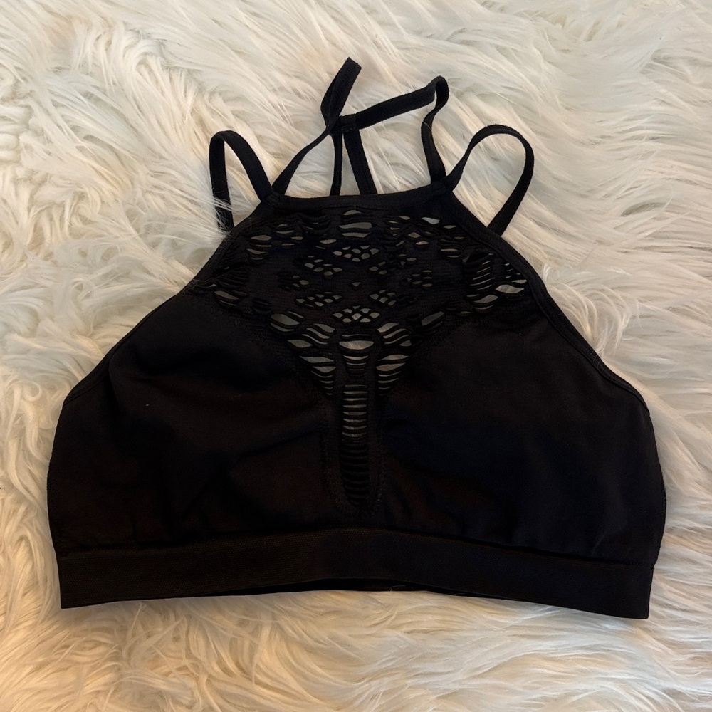 Black Lace Halter Bralette